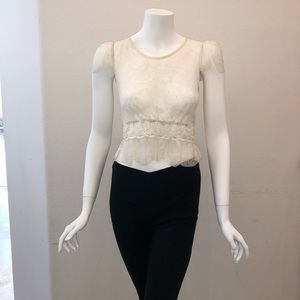 Millau Cropped Lace Overlay Blouse